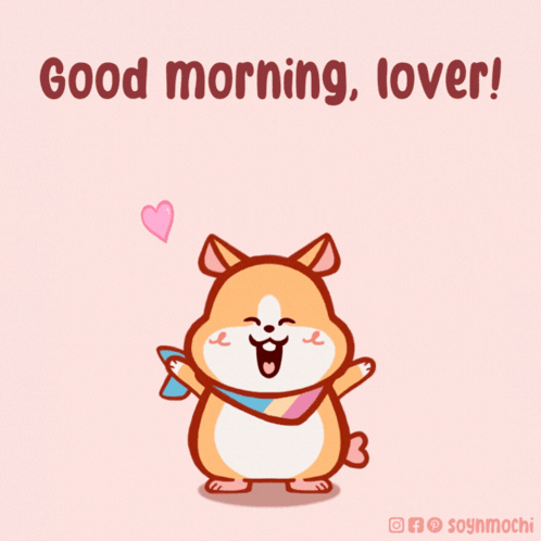 a cartoon of a dog with hearts and the words " good morning lover "