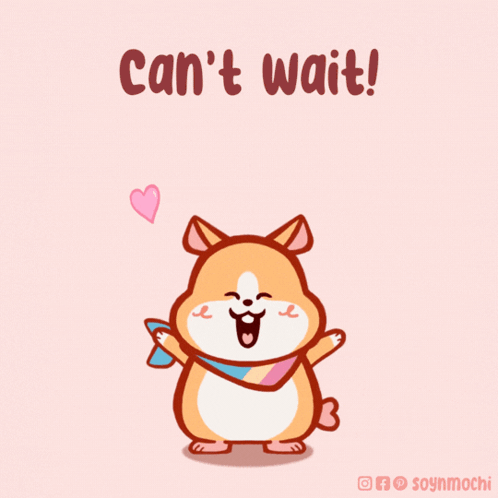 A Cartoon Of A Dog With The Words " Can 'T Wait " On The Bottom GIF