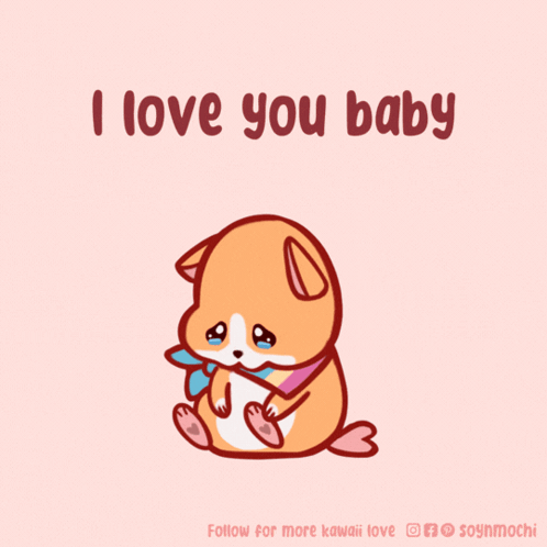 A Cartoon Of A Dog With The Words " I Love You Baby " GIF