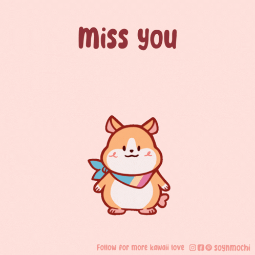 A Cartoon Of A Dog With The Words " Miss You " Written Above It GIF