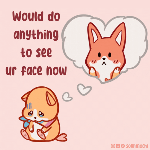 A Cartoon Of A Dog With The Words Would Do Anything To See Ur Face Now GIF