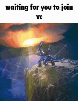 A Cartoon Of A Dragon On A Rock With The Words Waiting For You To Join Vc Below It GIF