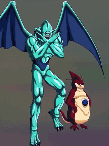 A Cartoon Of A Dragon Standing Next To A Small Bird GIF