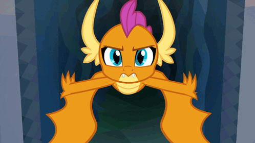 A Cartoon Of A Dragon With Horns And A Pink Mane GIF