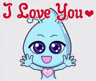 A Cartoon Of A Drop Of Water Saying `` I Love You '' GIF