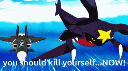 A Cartoon Of A Fighter Jet And A Shark With The Words " You Should Kill Yourself Now " GIF