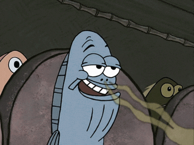 A Cartoon Of A Fish Smelling Something With Another Fish Behind It GIF