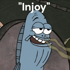 A Cartoon Of A Fish With The Words " Enjoy " Written On It GIF