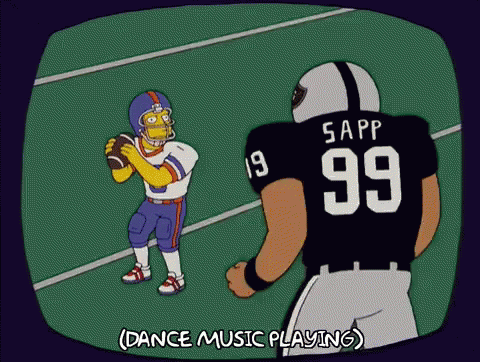 A Cartoon Of A Football Player Named Sapp With The Number 99 On His Jersey GIF