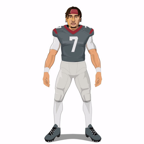 A Cartoon Of A Football Player Wearing A Jersey With The Number 7 On It GIF