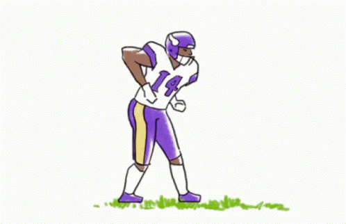 A Cartoon Of A Football Player Wearing A Purple Uniform And Helmet . GIF