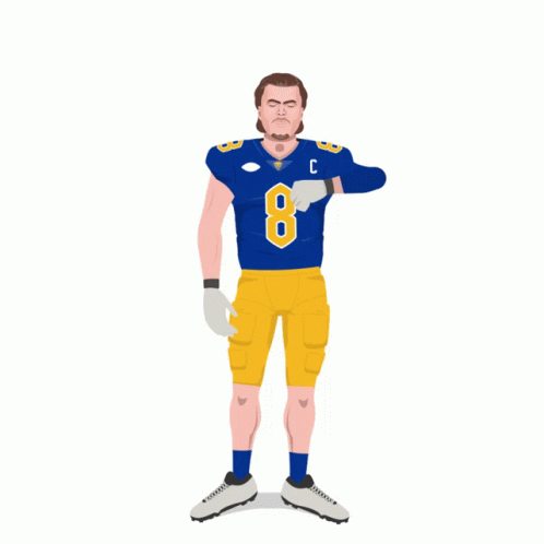 A Cartoon Of A Football Player With The Number 8 On His Jersey GIF