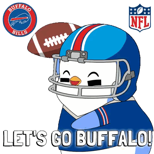 a cartoon of a football player with the words let 's go buffalo below him