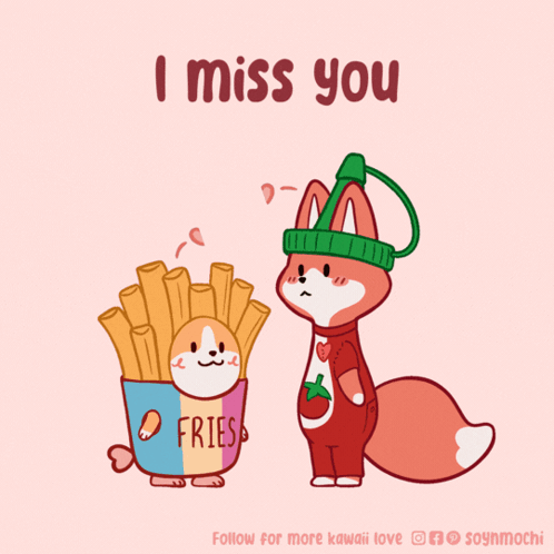 A Cartoon Of A Fox And A Bag Of French Fries GIF