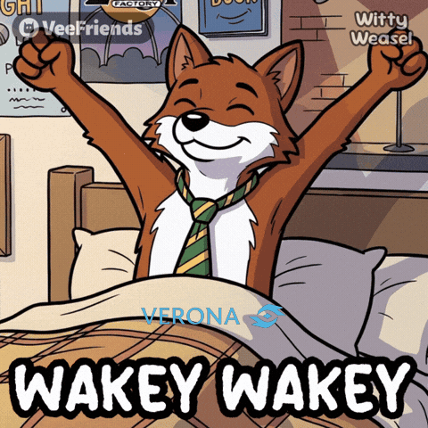 A Cartoon Of A Fox In A Bed With The Words Wakey Wakey GIF