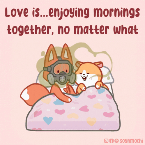 A Cartoon Of A Fox Wearing A Gas Mask Laying On A Bed GIF
