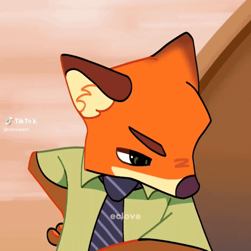A Cartoon Of A Fox Wearing A Shirt And Tie With The Hashtag Eclove On The Bottom GIF