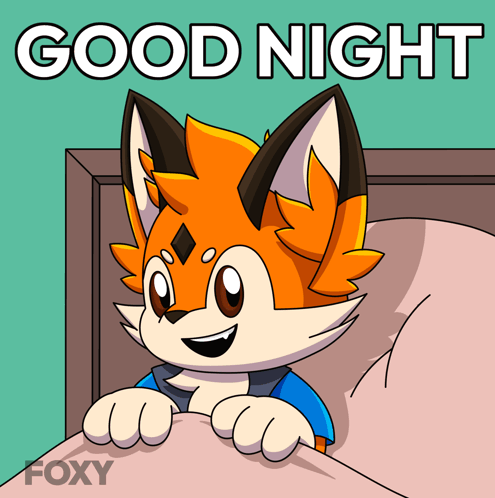 A Cartoon Of A Fox With The Words Good Night On It GIF