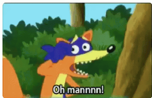 A Cartoon Of A Fox With The Words Oh Mannnn On It GIF