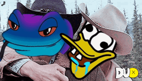 Frog And Duck With Dux Text GIF