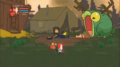 A Cartoon Of A Frog Eating A Man In A Video Game GIF