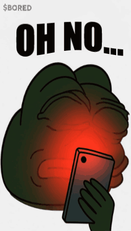 A Cartoon Of A Frog Holding A Cell Phone With The Text Oh No GIF
