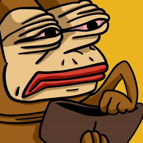 A Cartoon Of A Frog Holding A Purse With A Middle Finger On It GIF