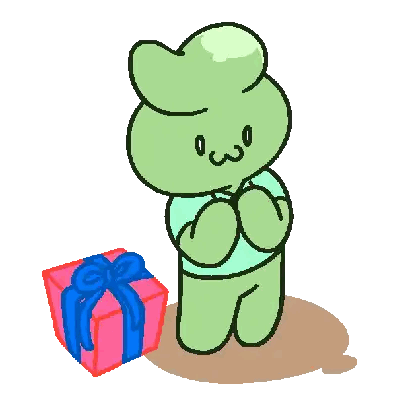 a cartoon of a frog holding a star next to a gift