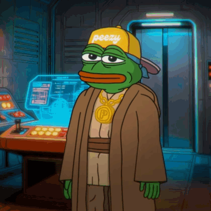 A Cartoon Of A Frog Wearing A Yellow Hat That Says Peezy GIF