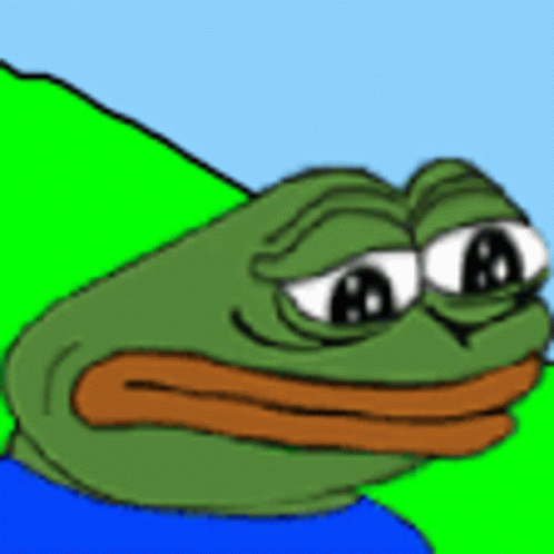 A Cartoon Of A Frog With A Big Mouth And Big Eyes Is Sitting On A Green Hill . GIF