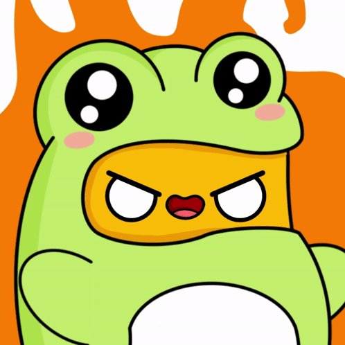 A Cartoon Of A Frog With An Angry Look On It 'S Face GIF