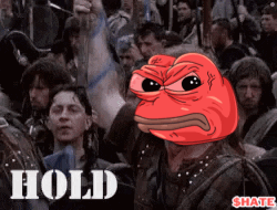 A Cartoon Of A Frog With The Word Hold Behind Him GIF