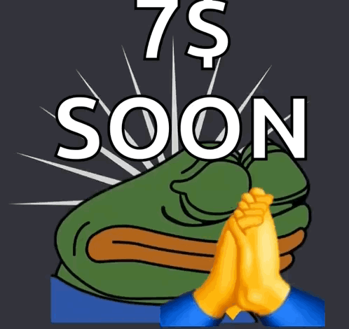 A Cartoon Of A Frog With The Words 7 $ Soon Below It GIF