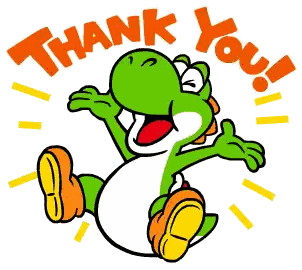 a cartoon of a frog with the words thank you above it