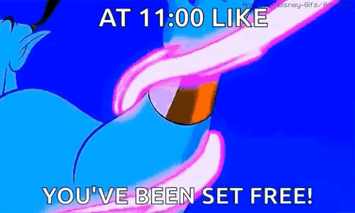 A Cartoon Of A Genie With The Words `` You 'Ve Been Set Free ! '' GIF