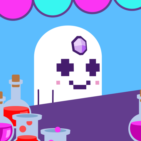 Ghost With Purple Eyes And Purple Circle GIF