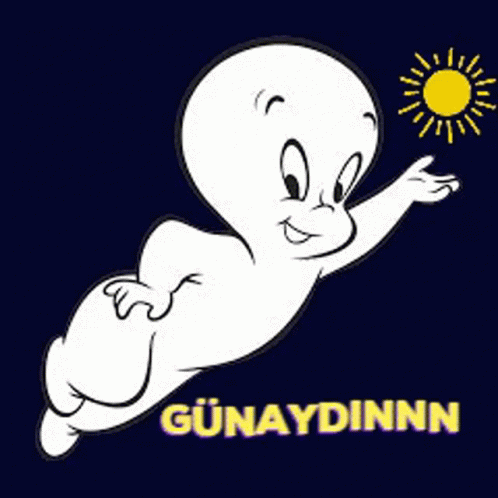A Cartoon Of A Ghost With The Word Günaydinn On The Bottom GIF
