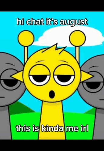A Cartoon Of A Giraffe Says Hi Chat It 'S August GIF