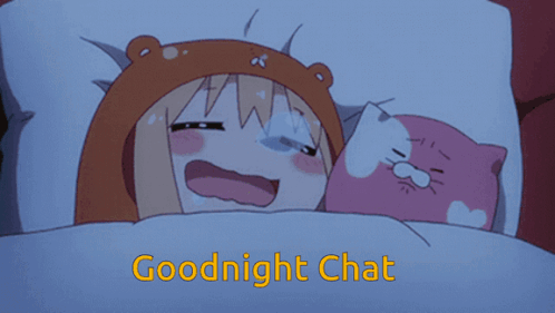 A Cartoon Of A Girl And A Cat With The Words Goodnight Chat Below It GIF