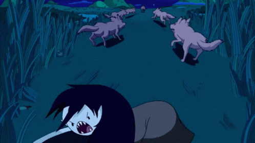 A Cartoon Of A Girl Being Attacked By Wolves GIF