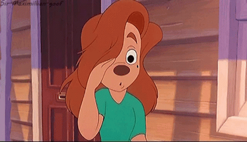 A Cartoon Of A Girl Covering Her Face With Her Hand And The Words Sir-Maximillian-Goof Below Her GIF