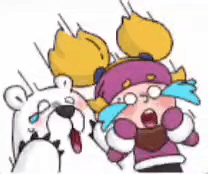 Cartoon Girl Crying With Polar Bear GIF