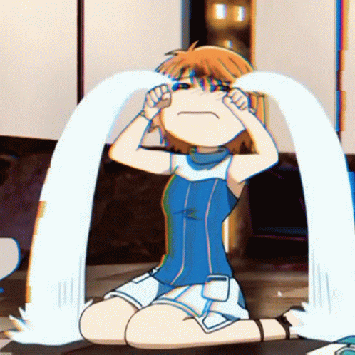 A Cartoon Of A Girl Crying With Tears Pouring Out Of Her Eyes GIF