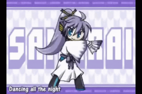 A Cartoon Of A Girl Dancing All The Night With A Fan In Her Hand . GIF