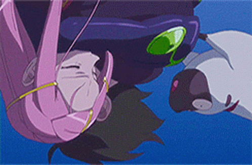 A Cartoon Of A Girl Hanging Upside Down In The Air GIF