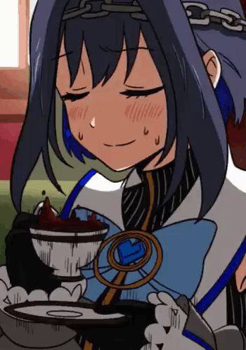 A Cartoon Of A Girl Holding A Bowl Of Food And A Plate Of Food . GIF