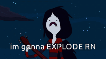A Cartoon Of A Girl Holding A Guitar With The Words " Im Gonna Explode Rn " Below Her GIF