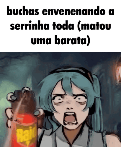 A Cartoon Of A Girl Holding A Raid Can GIF