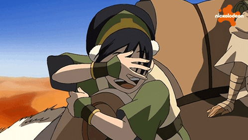 A Cartoon Of A Girl Hugging Another Girl With A Nickelodeon Logo In The Background GIF