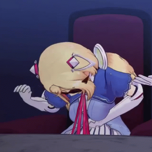 A Cartoon Of A Girl In A Blue And White Outfit GIF